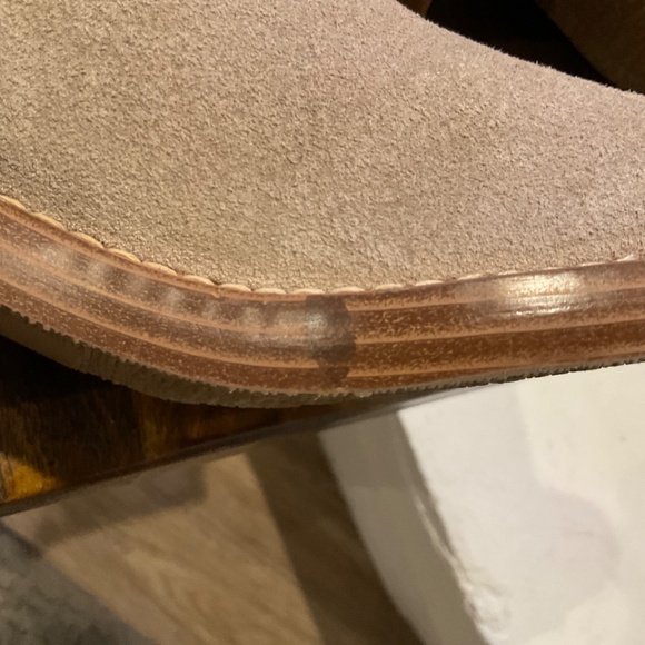 Hecee Block Heel Tailored Leather Boots Tan Suede Size 6.5 - Picture 7 of 10